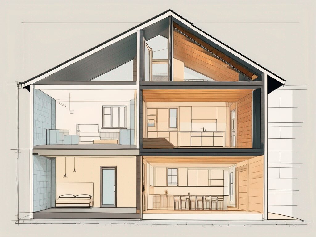 A cross-section of a house