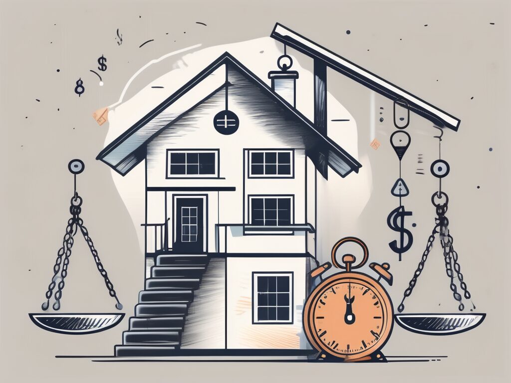 A house with a price tag hanging off it