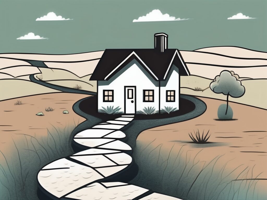 A symbolic representation of a house with a key in texas landscape