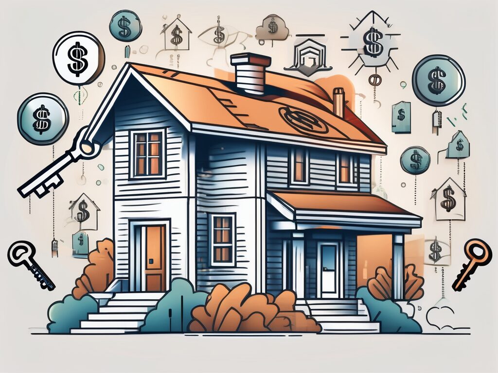 A traditional house with a dollar sign embedded in it