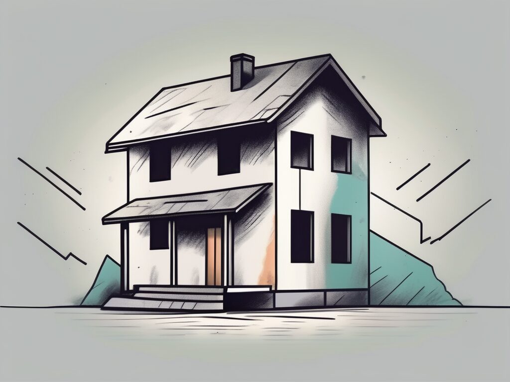 A house with a price tag being cut off