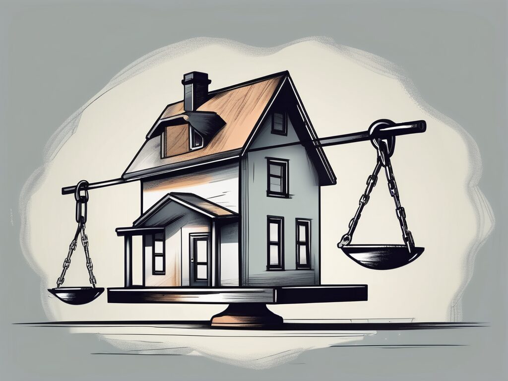 A house with a chain and padlock signifying a lien