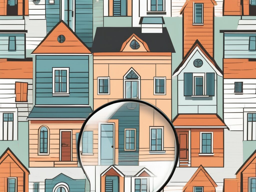 A variety of stylized houses representing different architectural styles