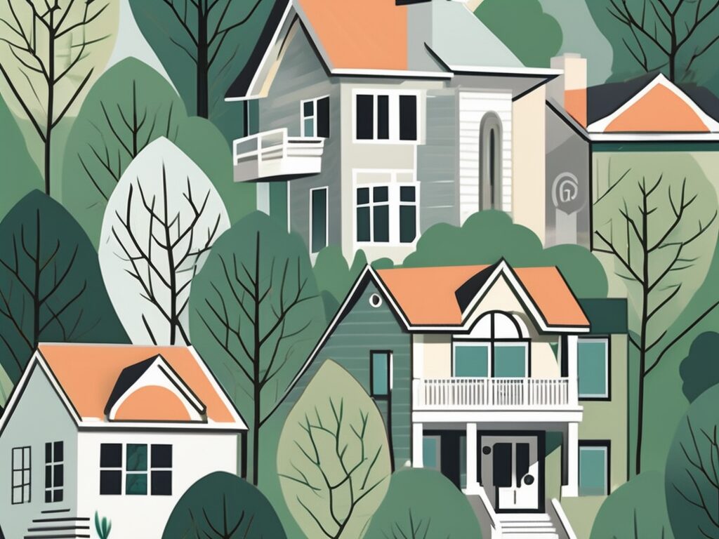 A picturesque whitefish bay neighborhood with various stylized houses