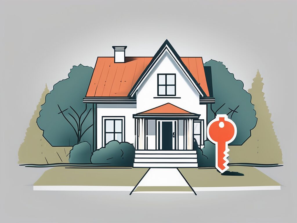 A house with a 'for sale' sign in the front yard