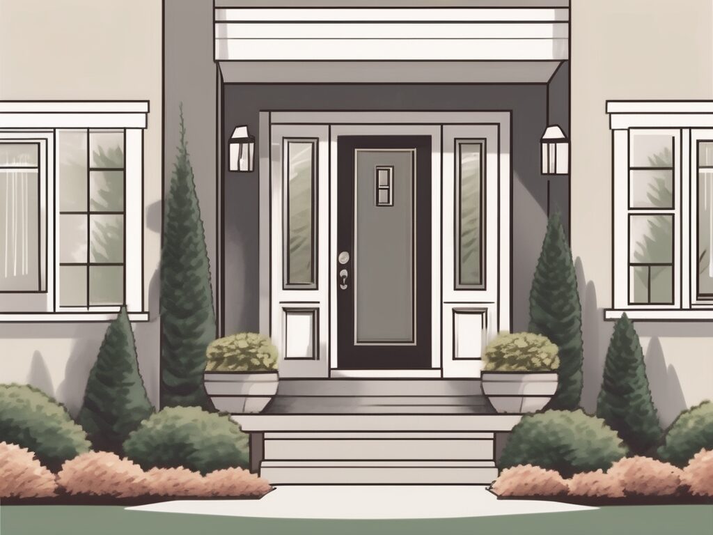 A welcoming open house with a 'for sale' sign on the front yard