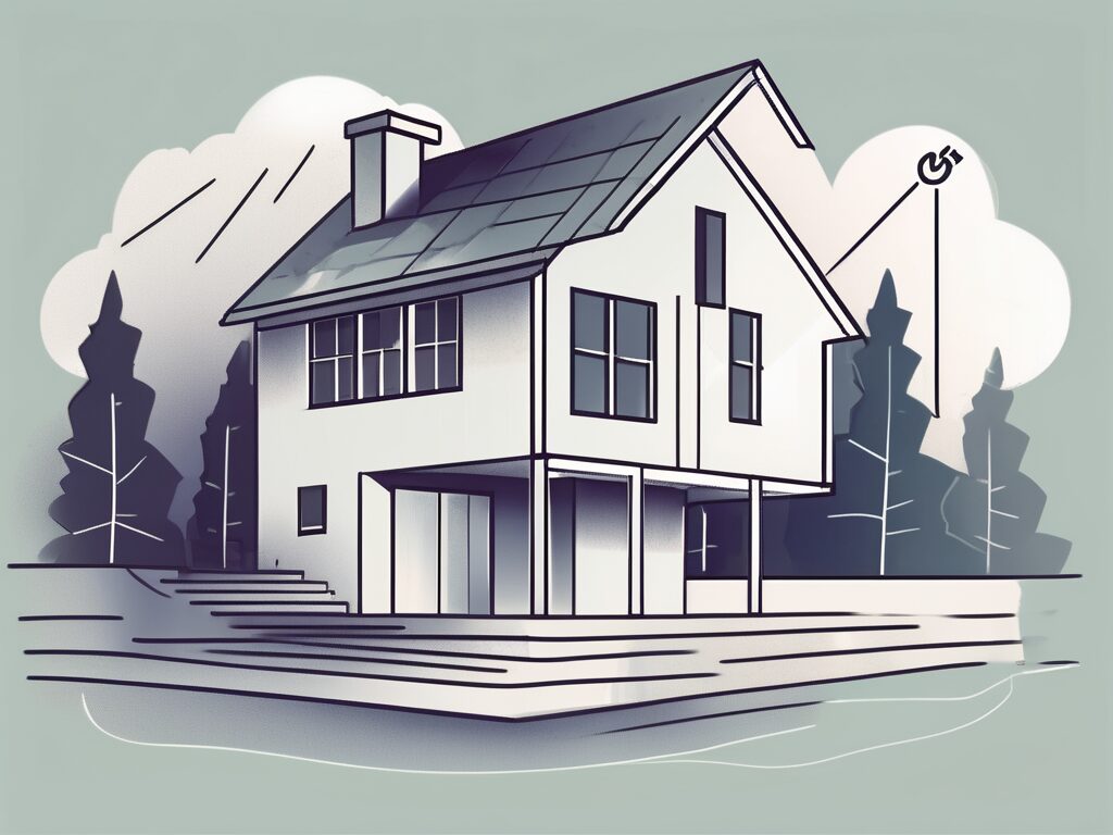 A house with a large dollar sign in the foreground