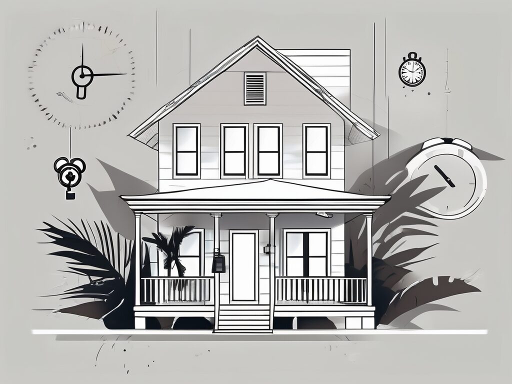 A picturesque key west home with a price tag hanging off it