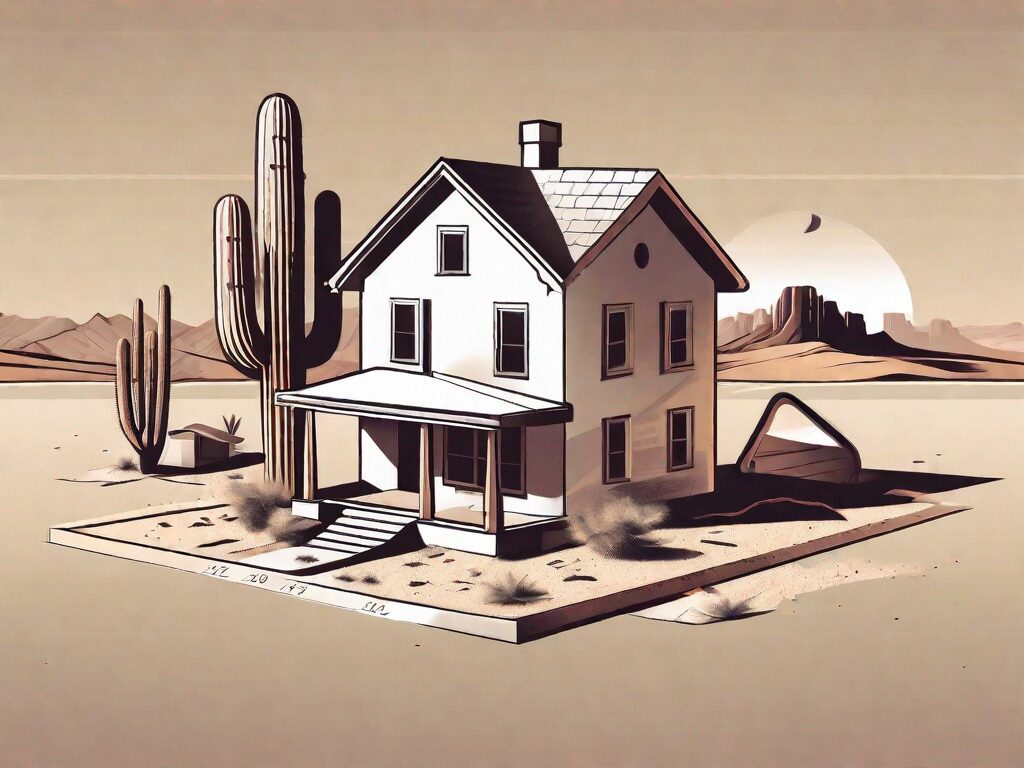 A house with a sold sign in the arizona desert landscape