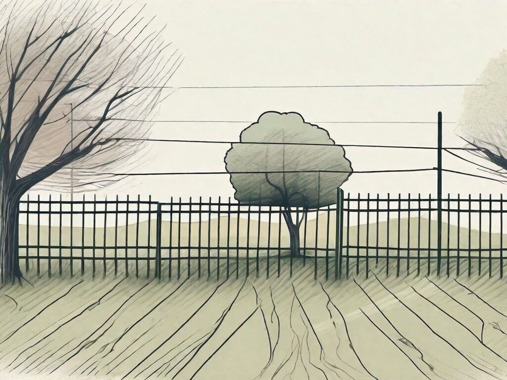 A property line with a tree or a fence crossing over it