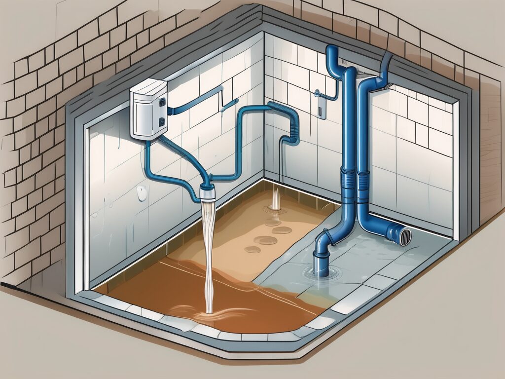 A sump pump installed in a basement