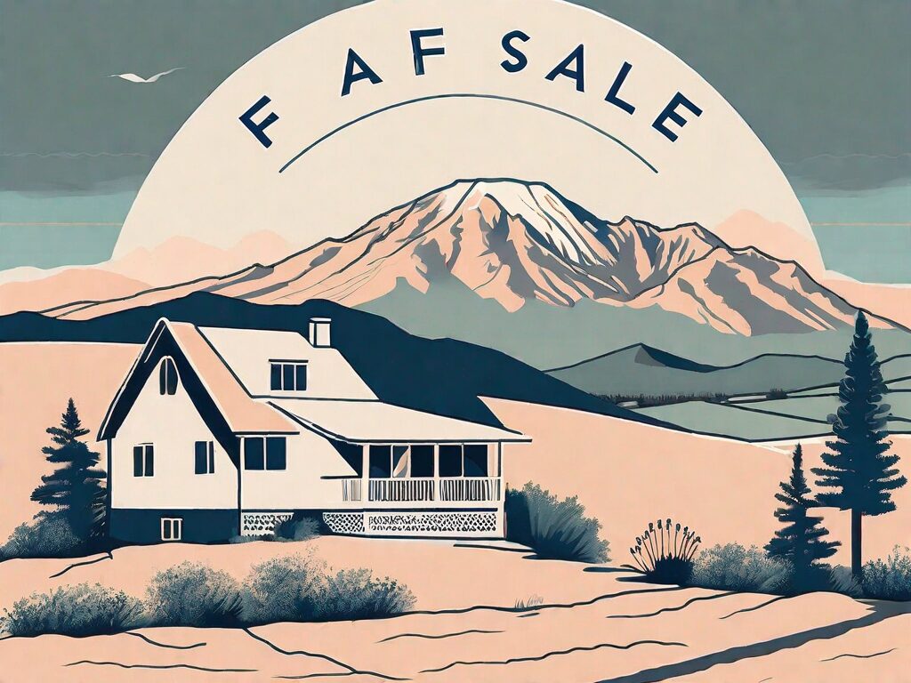 A picturesque house with a 'for sale' sign in the foreground