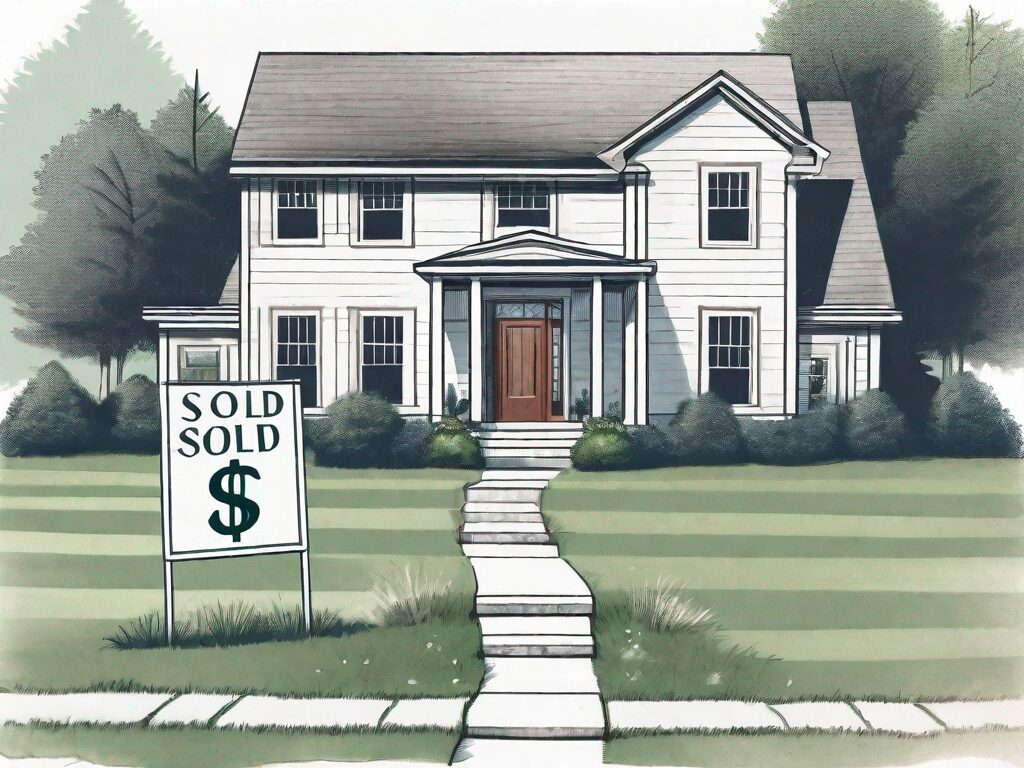 A traditional new hampshire house with a sold sign on the front lawn