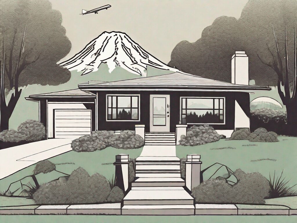 A house with a "for sale" sign in the front yard