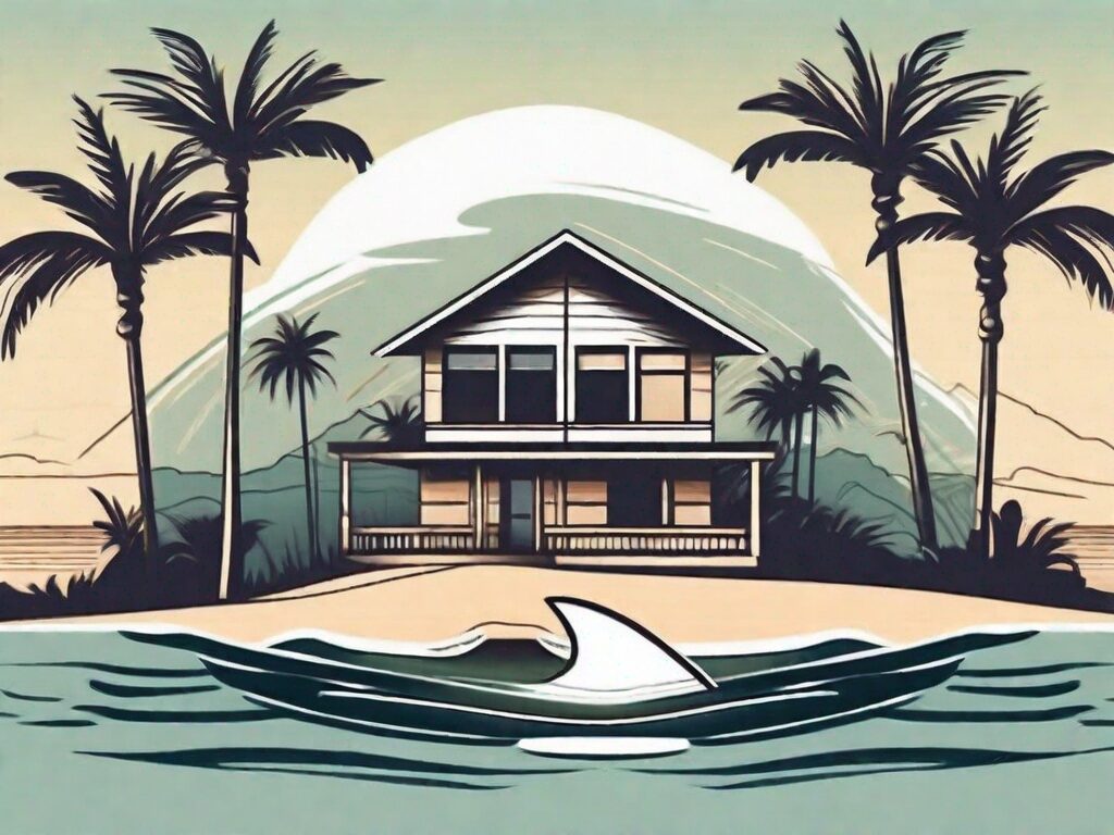 A tranquil hawaiian landscape with a house