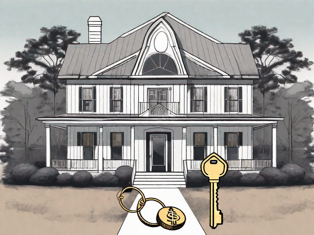 A traditional mississippi home with a large "for sale" sign in the front yard