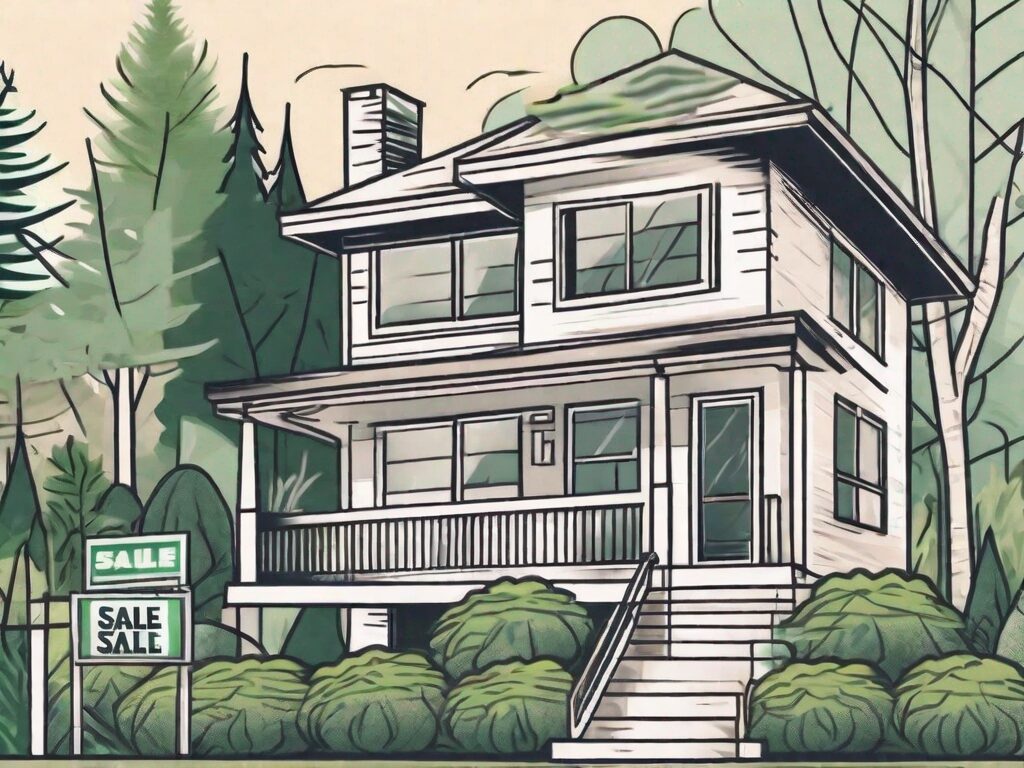 A house in portland with a 'for sale' sign in the front yard