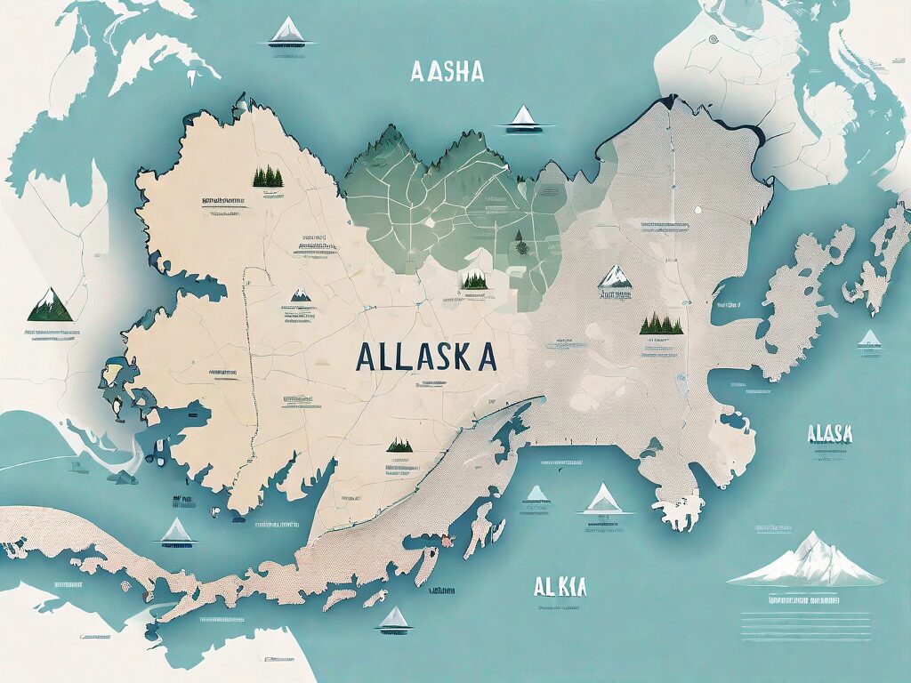 A digital map highlighting alaska