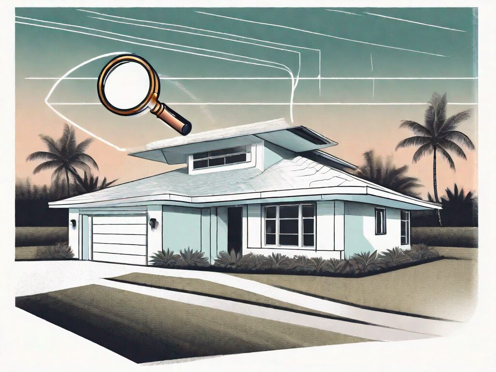 A miami home with a magnifying glass hovering over it