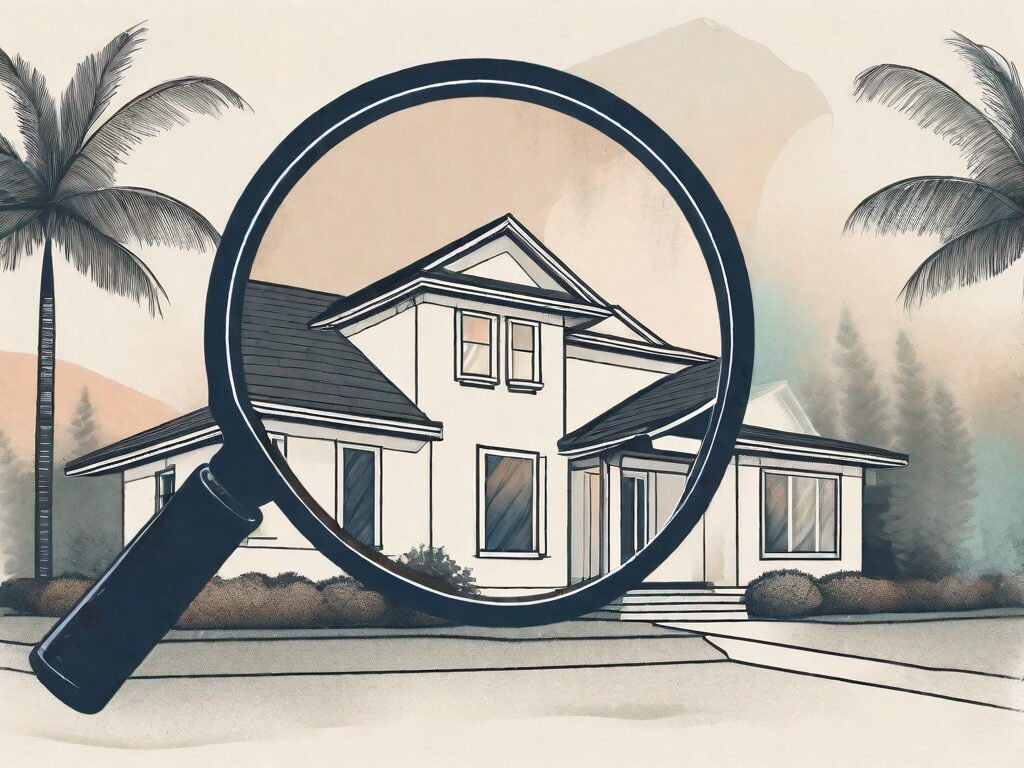 A florida home with a magnifying glass hovering over it