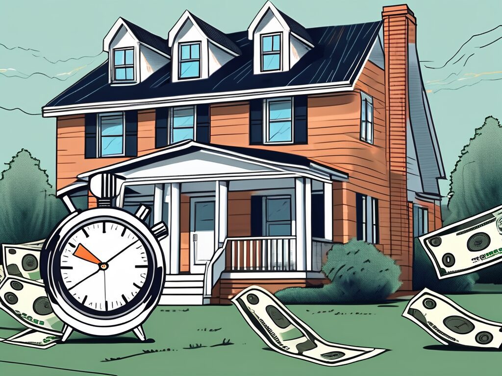 A virginia-style house with a sold sign on the front lawn