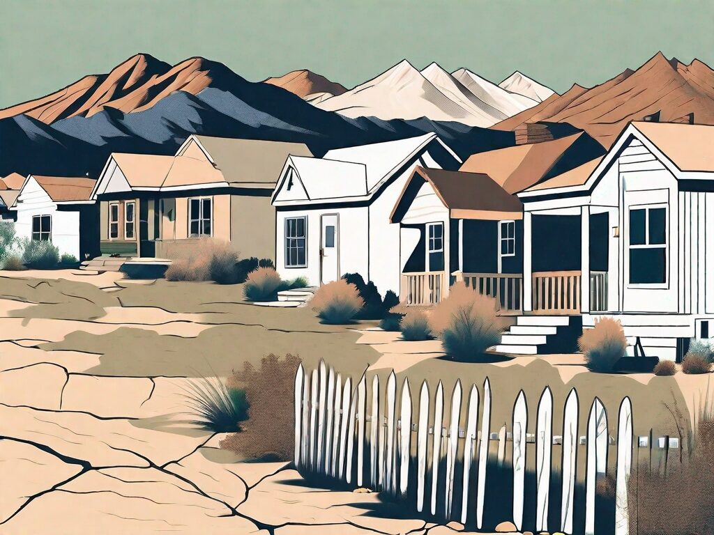 A picturesque nevada landscape with a few diverse styles of houses