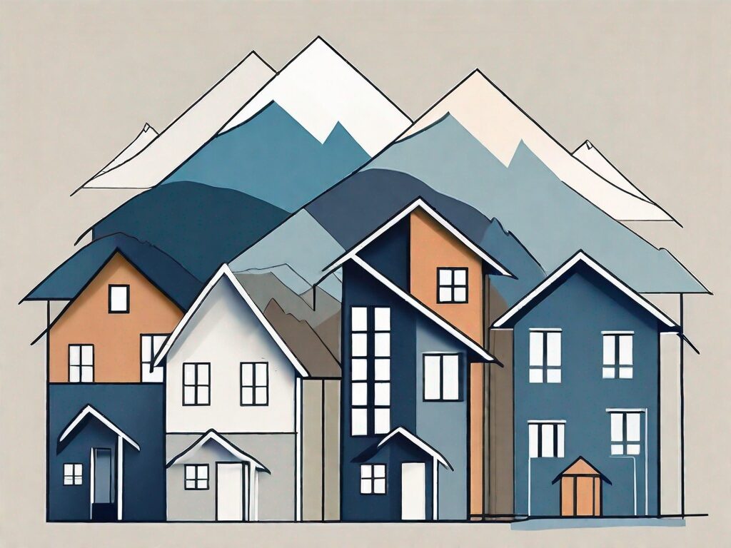 A variety of stylized houses representative of asheville architecture