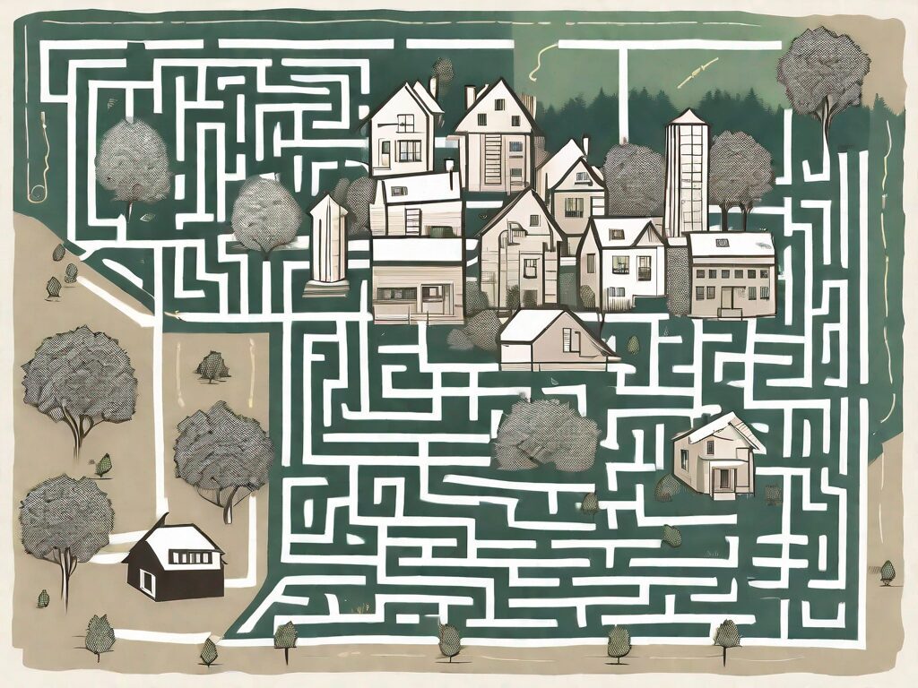 A complex maze superimposed on a stylized map of arkansas