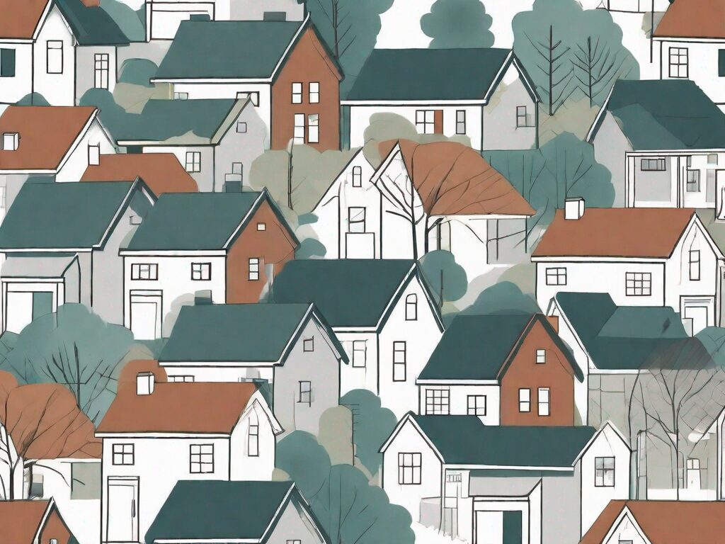 Several houses of different styles and sizes lined up on a map of raleigh