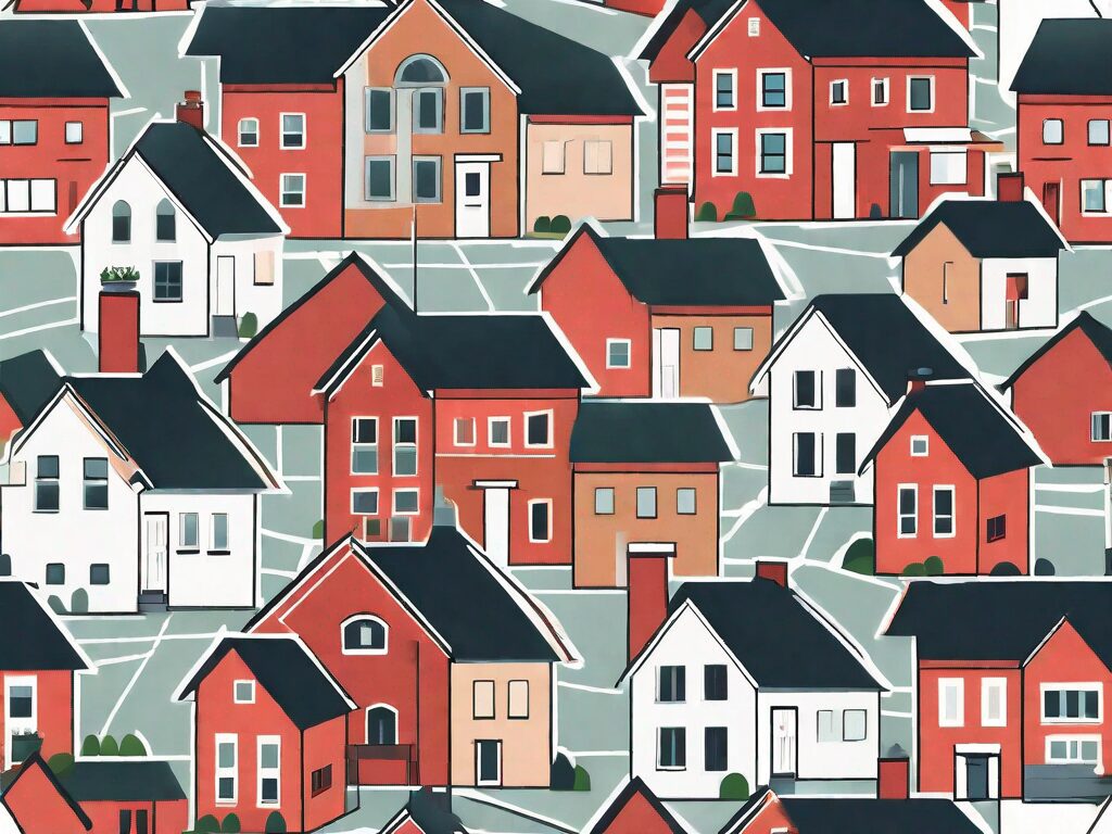A collection of different styled houses with a flat fee tag hanging off them