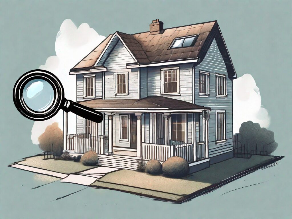 A traditional georgian house with a magnifying glass hovering over it