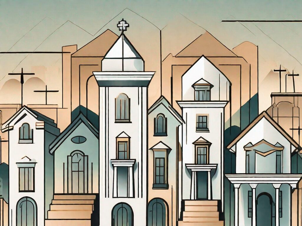 A few stylized houses with dollar signs incorporated into the design
