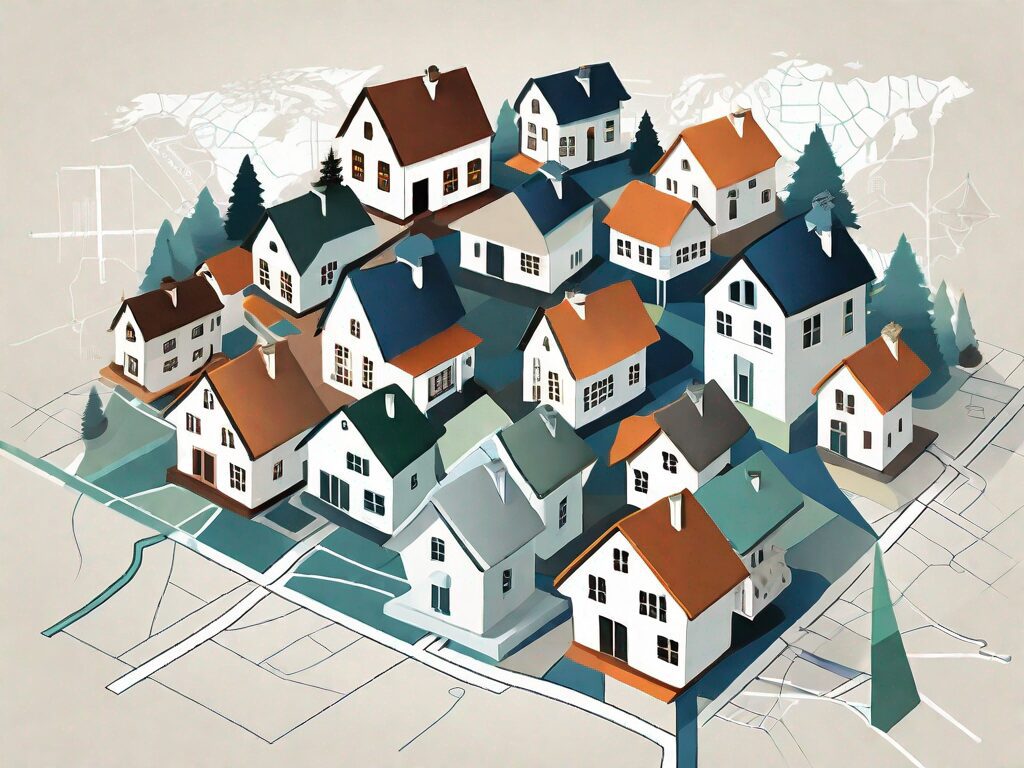 A variety of stylized houses