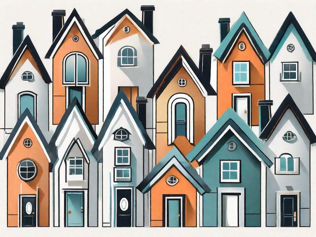 A variety of stylized houses