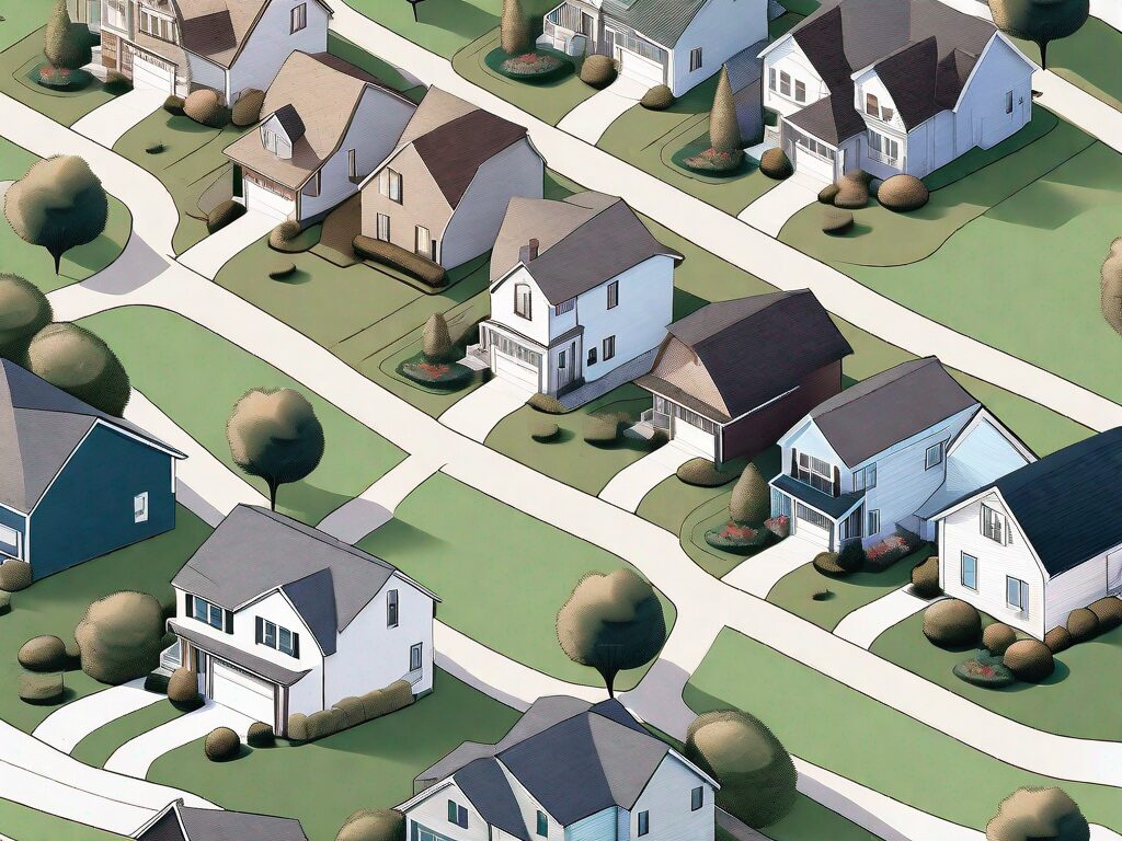 A suburban neighborhood with different styled houses