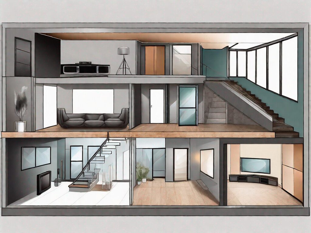 A cross-section of a house