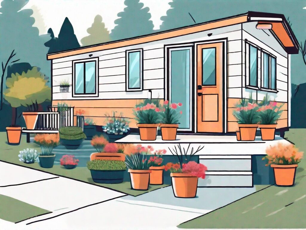 A mobile home with a well-maintained garden