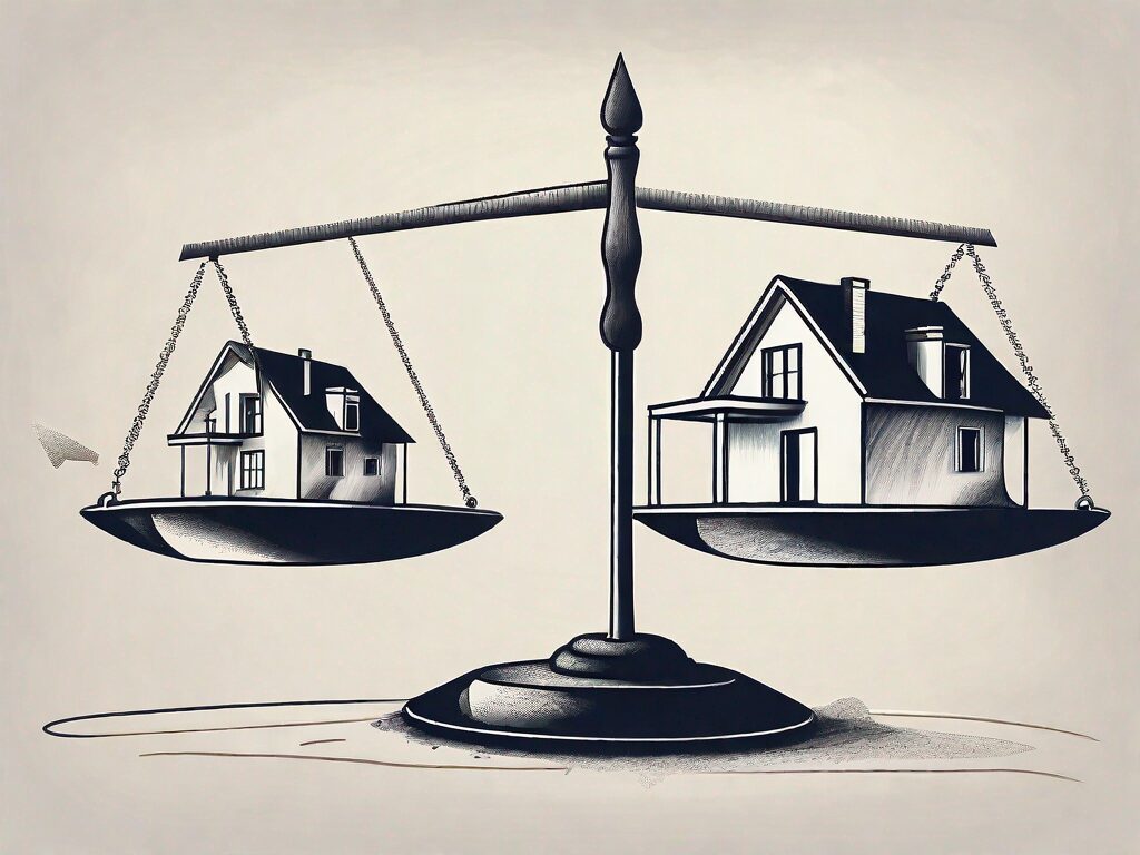 A scale balancing a house and a contract