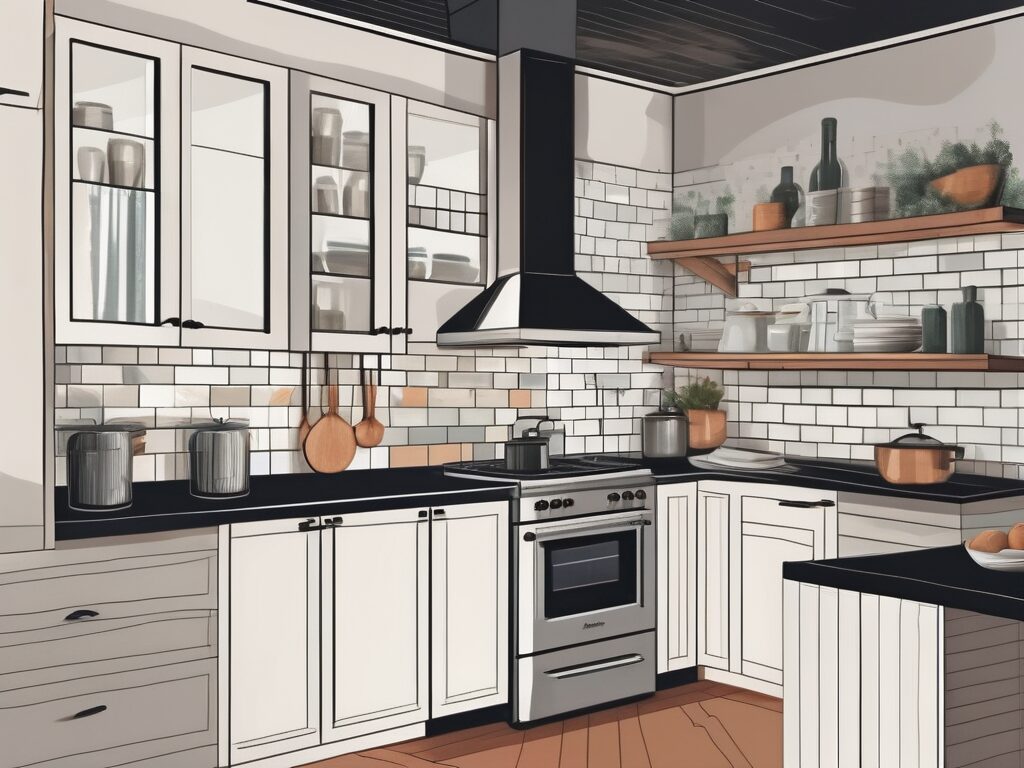 A modern kitchen with subway tiles as a backsplash