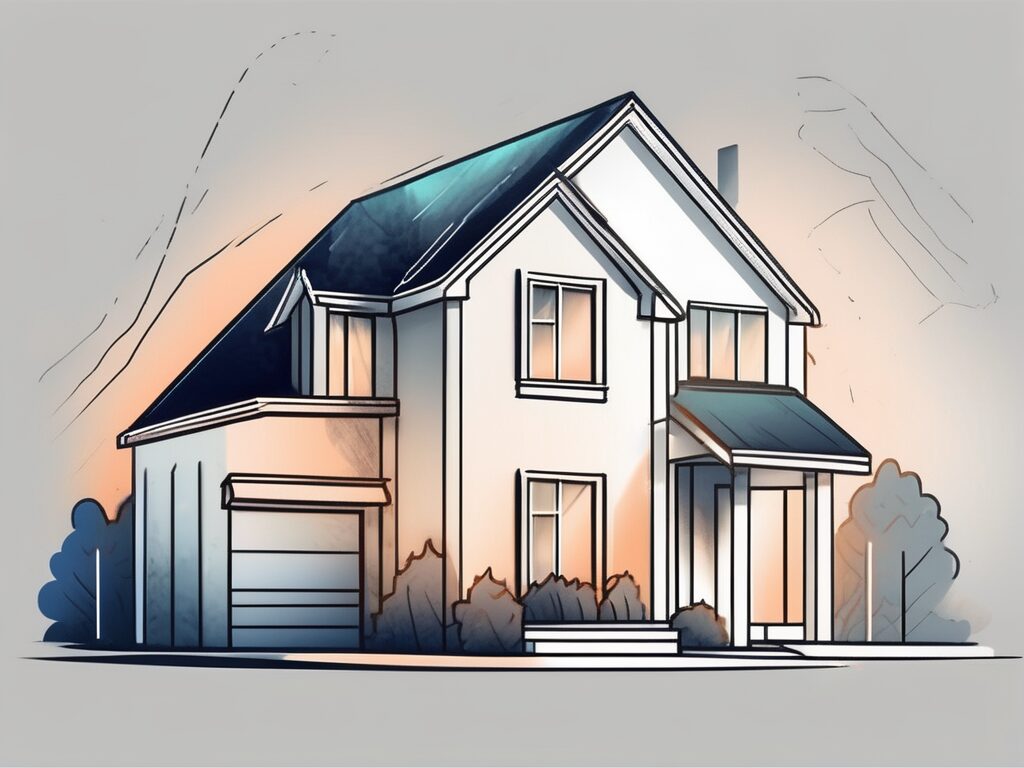 A house with a price tag showing a reduced amount