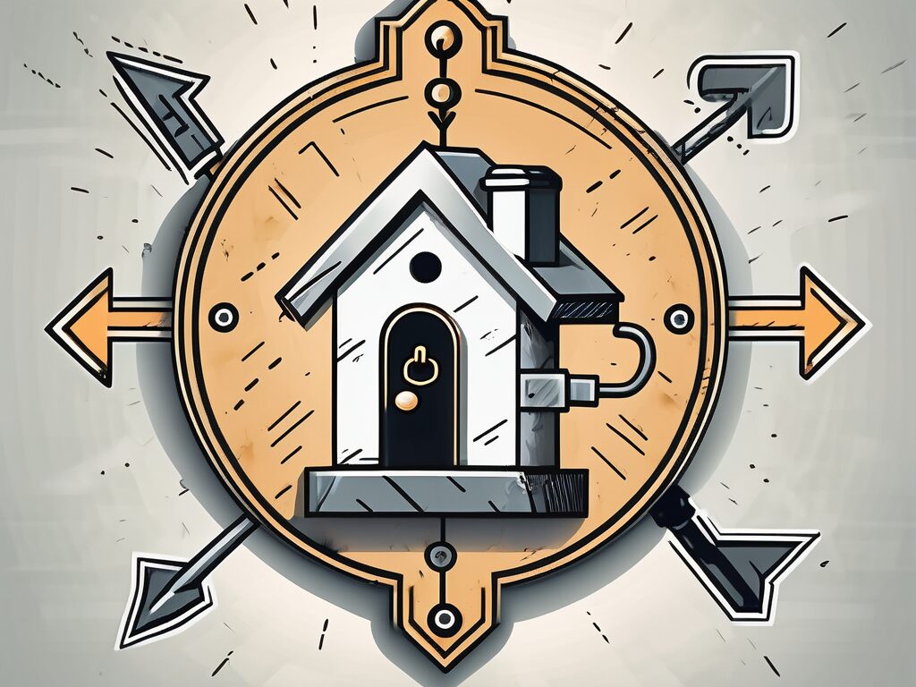 A real estate sign with a key inserted into a keyhole