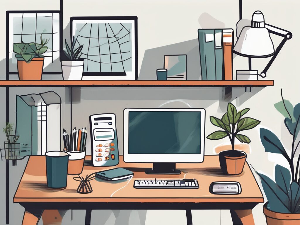 A well-organized home office with a computer