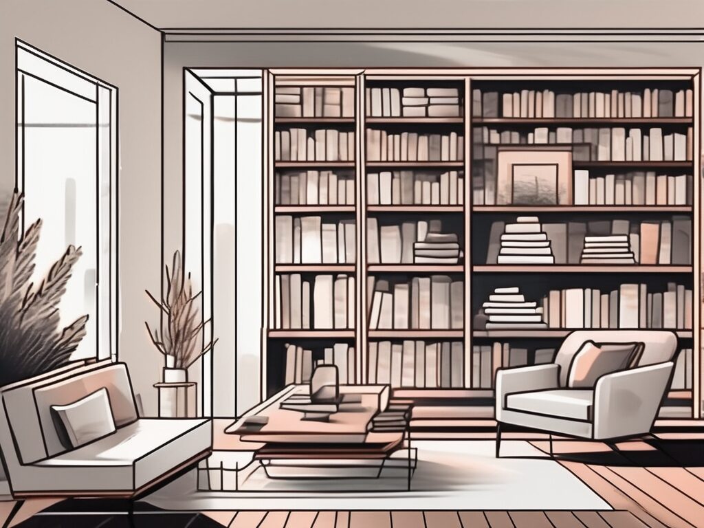 A cozy room with built-in bookshelves filled with books