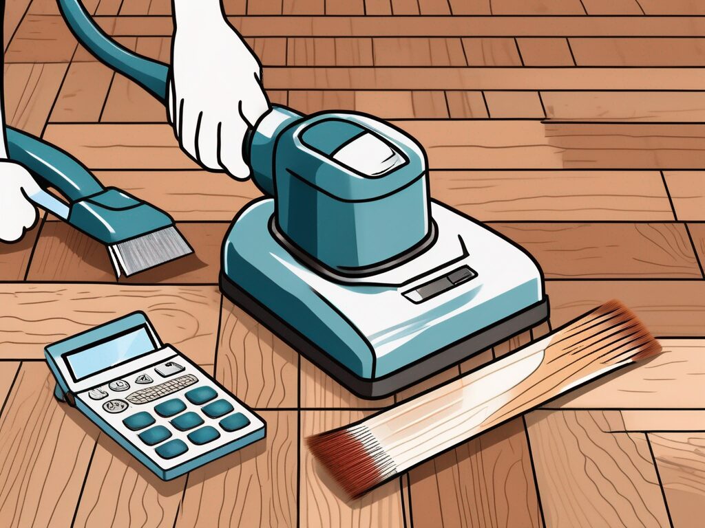 A hardwood floor with a sander