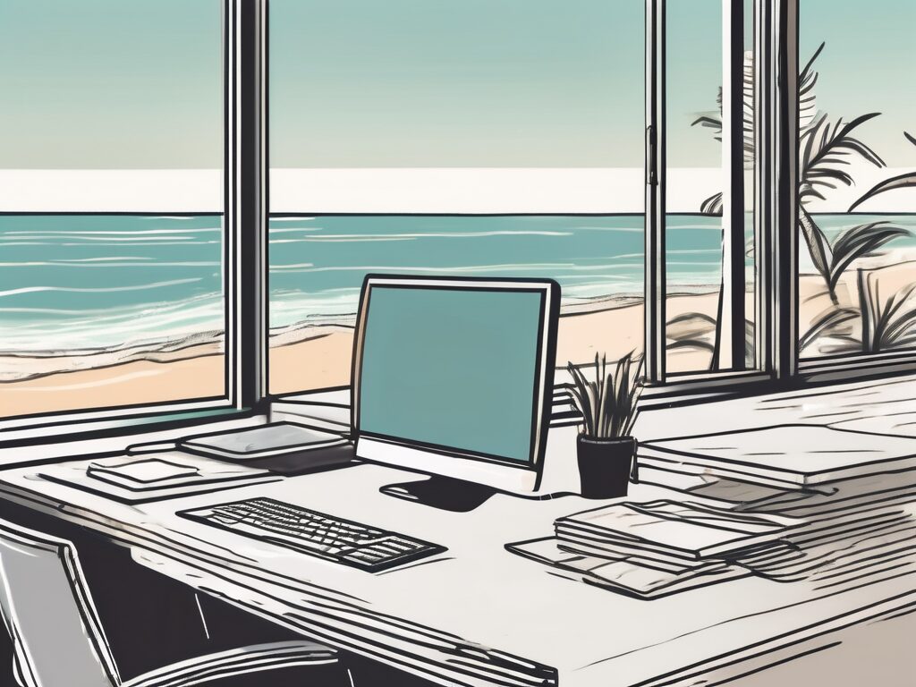 Two office desks filled with real estate documents and a computer