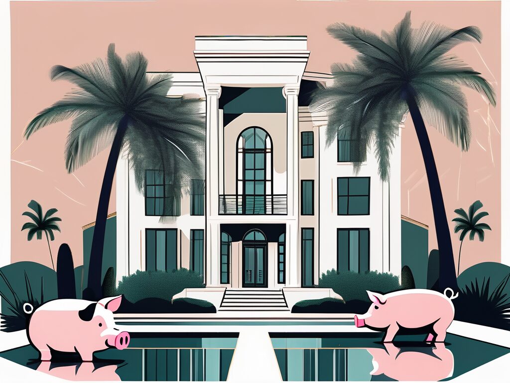 A luxurious beverly hills mansion with a lush garden and a pool