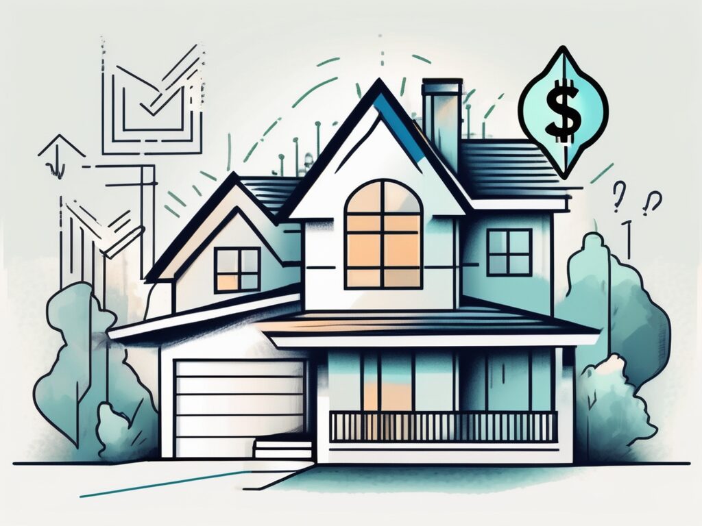 A house with various symbols like a dollar sign