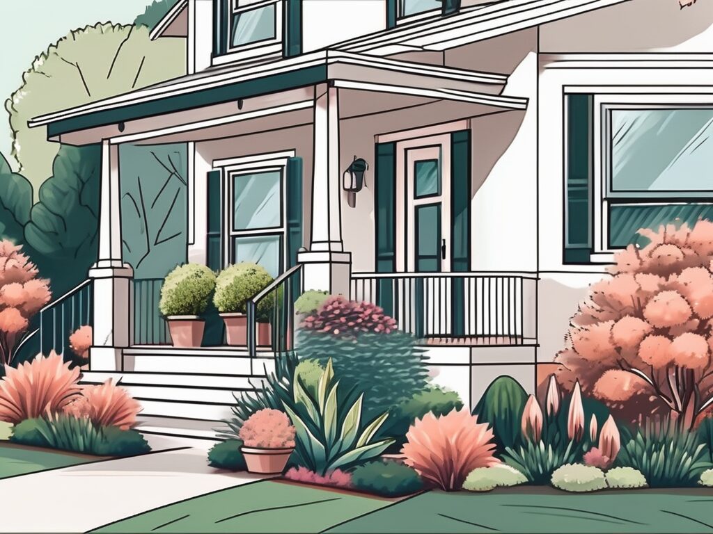 A charming home with a beautifully landscaped front yard