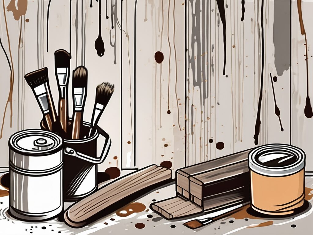 A deck in the process of being stained