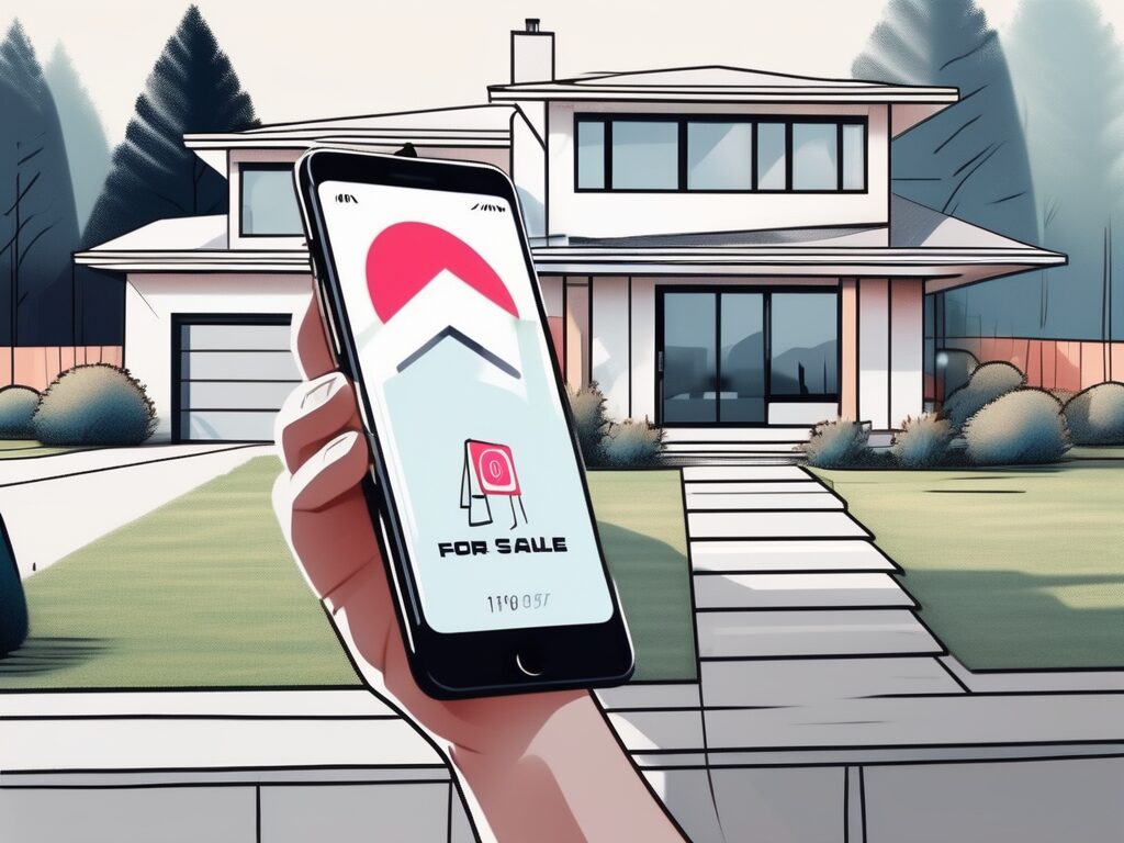 A modern home with a 'for sale' sign in the front yard